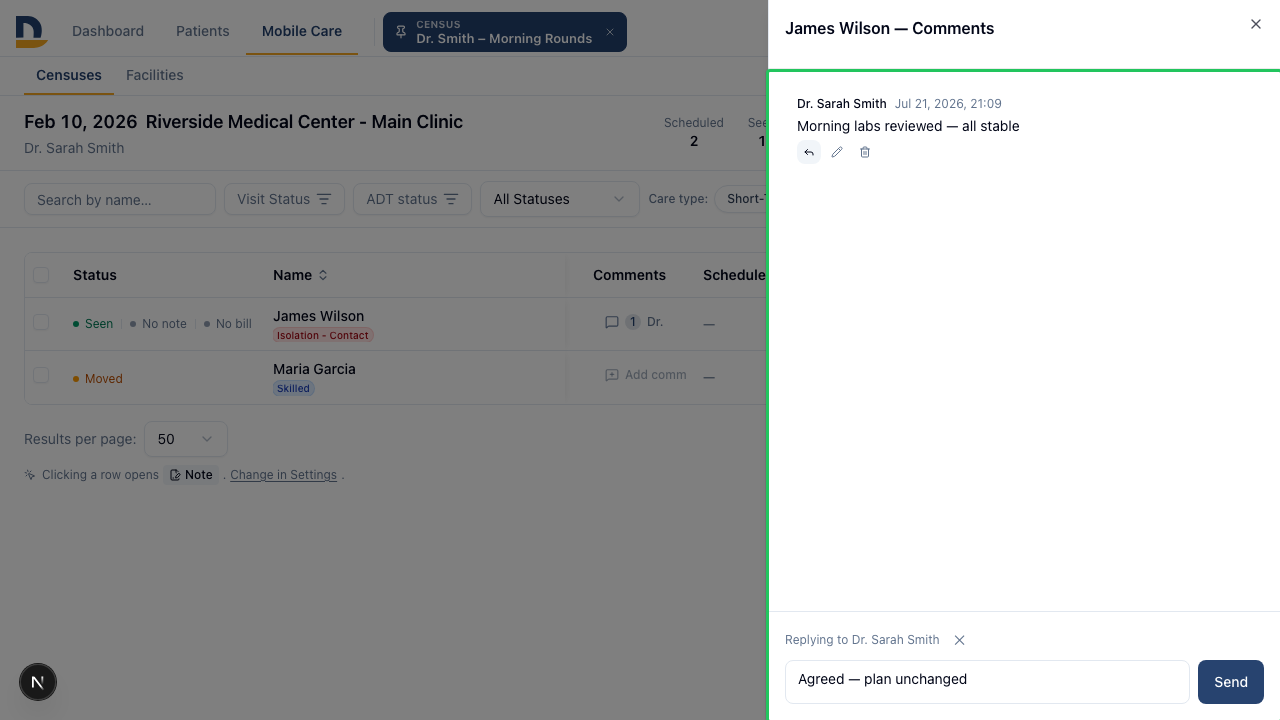 Reply directly to any comment to keep related context threaded together.