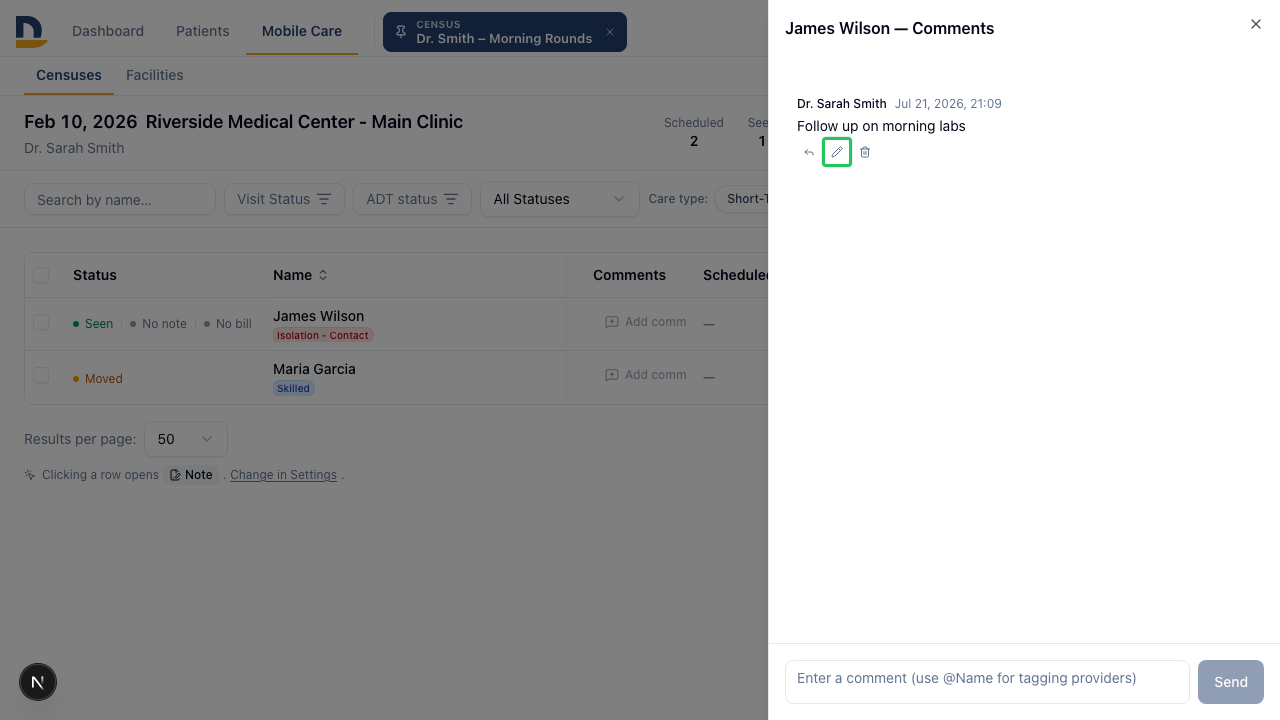 Authors can edit or delete their own comments — deleted comments leave a placeholder so the thread stays readable.